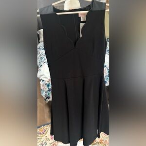 Nordstrom Black Strapless Scallop-Trim Dress